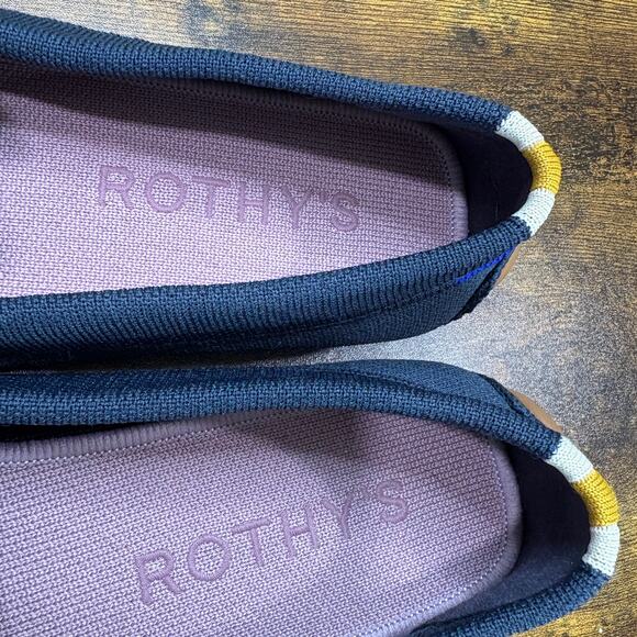 Rothys Womens Size 9.5 Loafers The Driver Navy Blue Knit Preppy Comfort Career - Picture 10 of 11